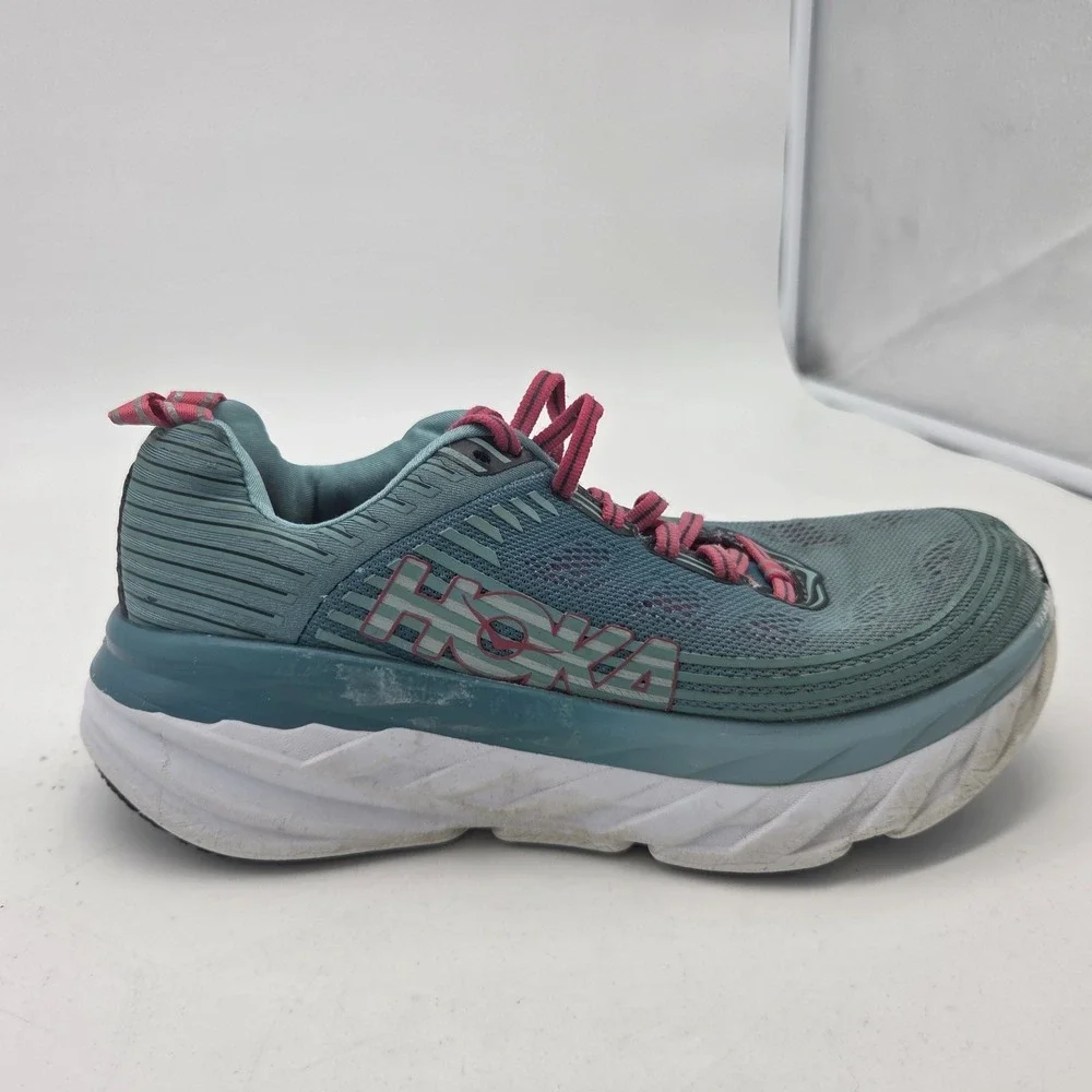 Hoka One One Bondi 6 Shoes Womens Size 6.5 Teal Green Pink Running 1019270 CGSL